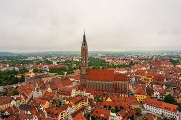 Naklejka premium View from Trausnitz Castle to the old town of Landshut, Germany.