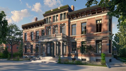 Obraz premium Create a 3D rendering of a historic building