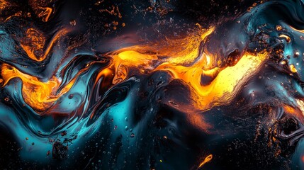 Fototapeta premium Abstract Swirls of Liquid Gold and Blue