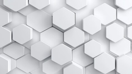 Fototapeta premium Minimalist hexagon pattern with soft white and light grey tones, clean and seamless design, perfect for modern backgrounds
