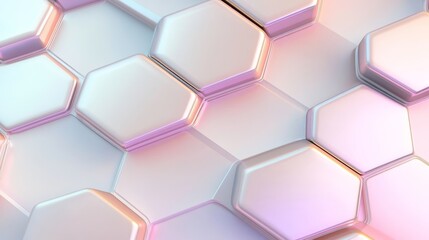 Modern hexagonal pattern with a pearlescent finish, colors transitioning smoothly, evoking a sense of otherworldly beauty and innovation