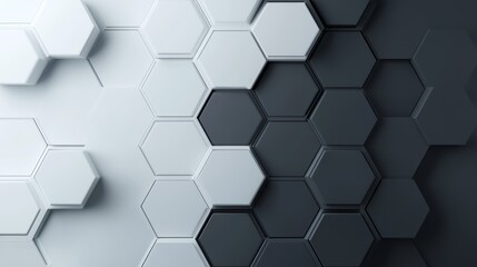 Fototapeta premium Monochromatic 3D hexagon embossing, light-to-dark gradient, subtle shadows, smooth surface, modern abstract style