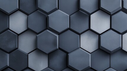 Monochromatic hexagon pattern, varying shades of grey, minimalist design, smooth texture