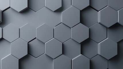 Monochrome hexagon pattern, diverse grey hues, minimalist style, smooth and even texture, contemporary design