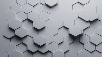 Naklejka premium Monochrome hexagon pattern, diverse grey hues, minimalist style, smooth and even texture, contemporary design