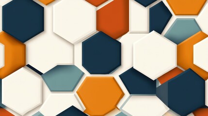 Retro hexagon pattern, muted vintage colors, old-school feel