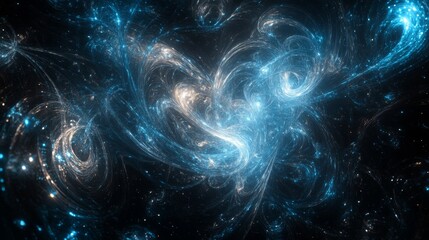 Fototapeta premium Abstract Blue and White Swirling Nebula