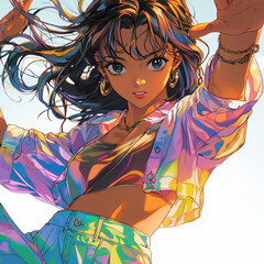 Naklejka premium レトロなタッチの女性のイラスト