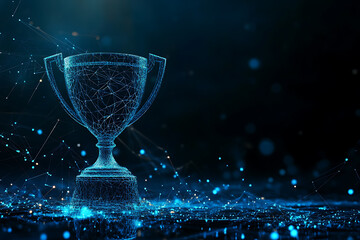 Abstract digital background featuring a champion trophy, symbolizing victory and achievement