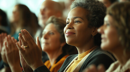 Banner with parents listen in classroom with positive group dynamic. For education content in school participation, ads team building.