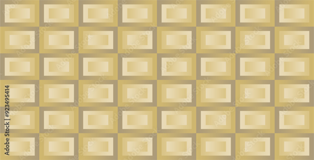 Poster rectangular geometric fields arranged repeatedly with brown and gold gradations as graphic and artis
