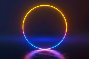 Neon circular light with a glowing gradient on a dark background, creating a modern and vibrant atmosphere