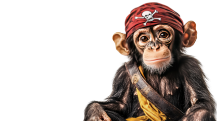 Monkey dressed as a pirate transparent background