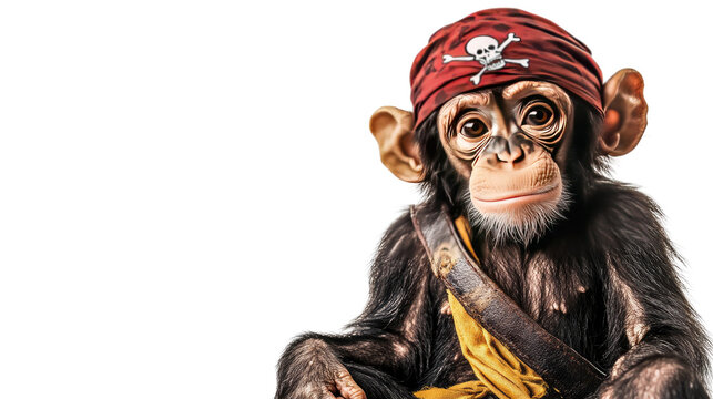 Monkey dressed as a pirate transparent background