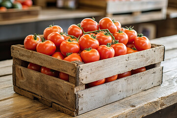 tomatoes in a crate 