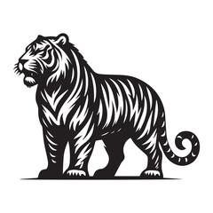 Naklejka premium A Cute Tiger Black silhouette vector art illustration with a white background.