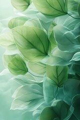 Obraz premium Close-Up of Lush Green Leaves with Soft Focus Background, Nature-Inspired Abstract Art, Fresh and Vibrant Botanical Texture