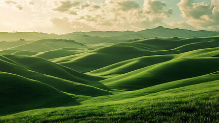Rolling green hills
