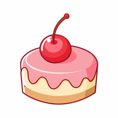 Small pastry cake dessert with a red maraschino cherry stock illustration