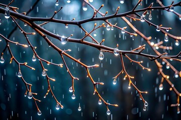 tree branches with water droplets on them after the rain
