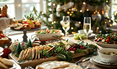 Fototapeta premium Activities and culture for New Year and Christmas festivals in the form of graphic advertising background.
