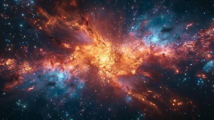 Explosive Galactic Nebula in Vibrant Stellar Colors