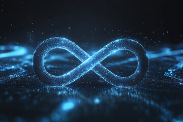 Abstract digital background banner featuring an infinity sign, symbolizing endless possibilities