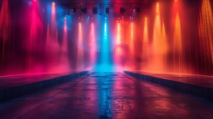 Obraz premium Modern dance stage light background with spotlight for modern dance production stage. 