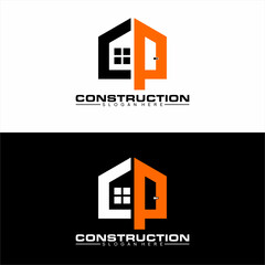 Real Estate logo design concept letter CP with window and door symbol.
