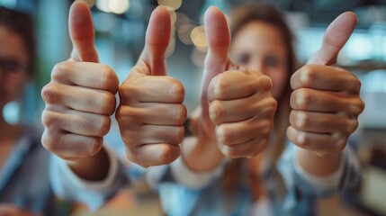 Thumbs Up Gesture in a Positive and Friendly Environment