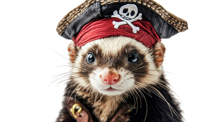 ferret dressed as a pirate transparent background