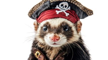 ferret dressed as a pirate transparent background