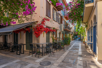 greece old capital nafplion streets shops churches castle and colorful houses quiet hours tourist destination