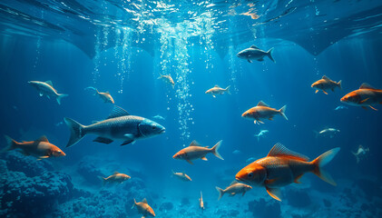 Obraz premium Fish Swimming Underwater Marine Ocean Beauty of Nature