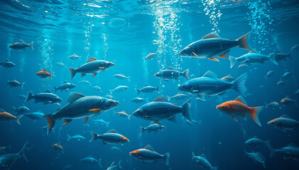 Fish Swimming Ocean and AquariumScuba Diving Underwater Marine Wildlife