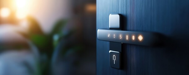Modern smart lock on a stylish door panel, showcasing advanced technology and sleek design for enhanced security and convenience.