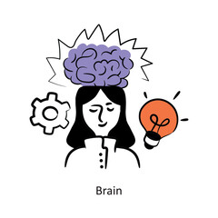 Brain filled outline Style Design Vector Stock illustration. 