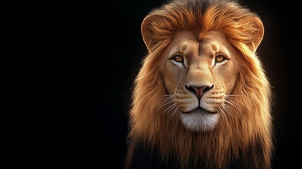Fototapeta premium Regal Lion Portrait with Dark Background