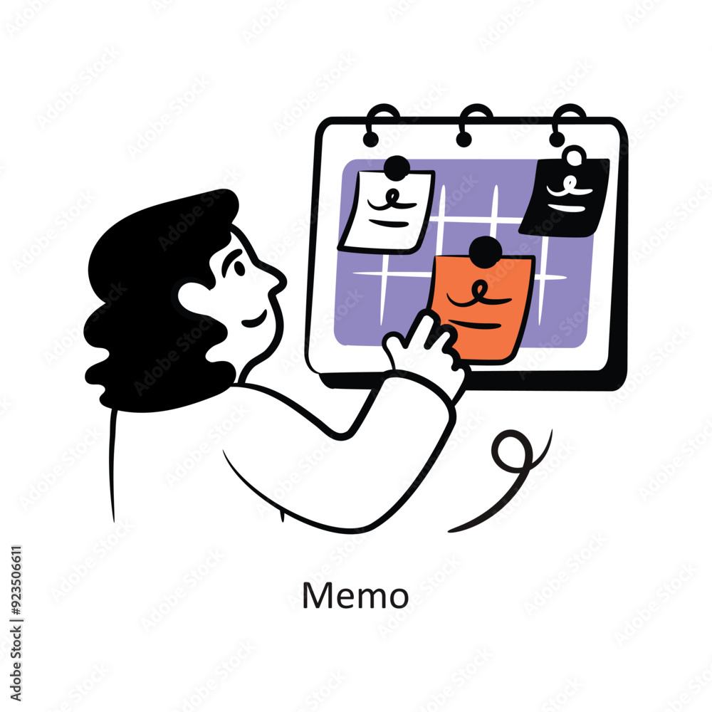 Poster memo filled outline style design vector stock illustration.