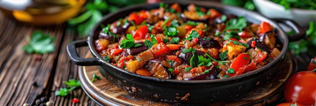 Traditional Turkish eggplant appetizer known as saksuka.