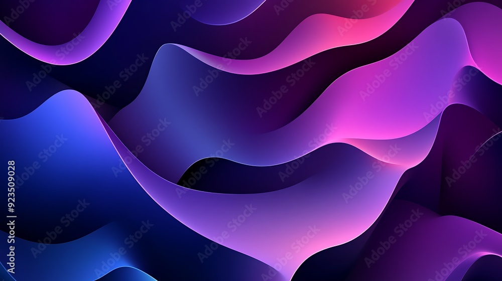 Aufkleber dynamic 3d shapes and colorful gradients on dark purple background - abstract vector illustration fo