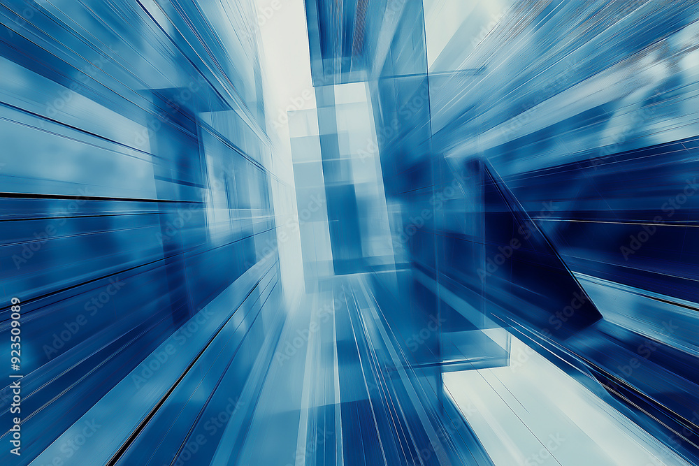 Poster abstract blue lines on a technology and ciyscape background for presentations or futuristic web desi