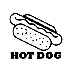Hotdog logo design vector illustration template hand draw black and white