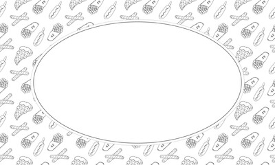 food and beverage frame in doodle style frame background
