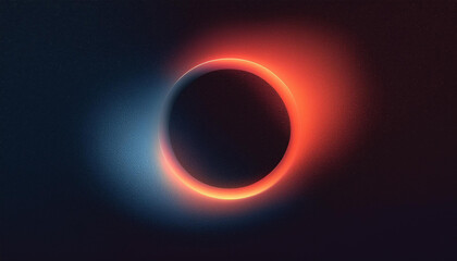 Naklejka premium abstract grainy red blue gradient glowing ring, black background banner poster