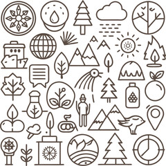 a set of icons for nature and nature related activities