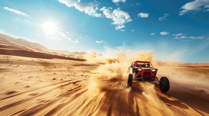 Fototapeta premium Adventurous Dune Buggy Racing Through Desert Sands