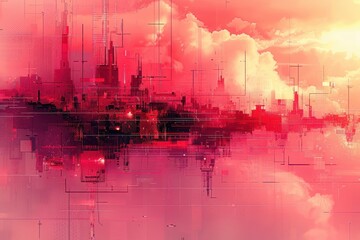 Abstract technology background with vibrant colors and geometric patterns