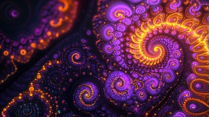 Neon Infused Fractal Artistry with Intricate Details