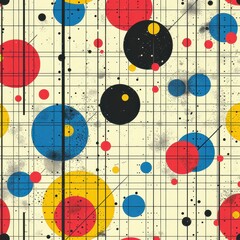 Vintage abstract pattern with circles and lines in vibrant colors